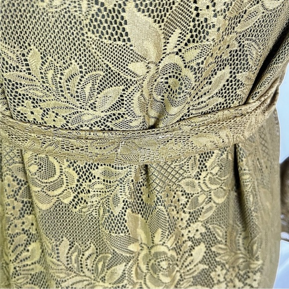 Mia Joy Mustard Lace Boho Mini Bell Sleeve Dress XS (See 📏) - Picture 9 of 14